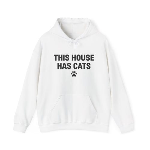 "This House Has Cats" Hoodie – Cat Lover Paw Print Sweatshirt