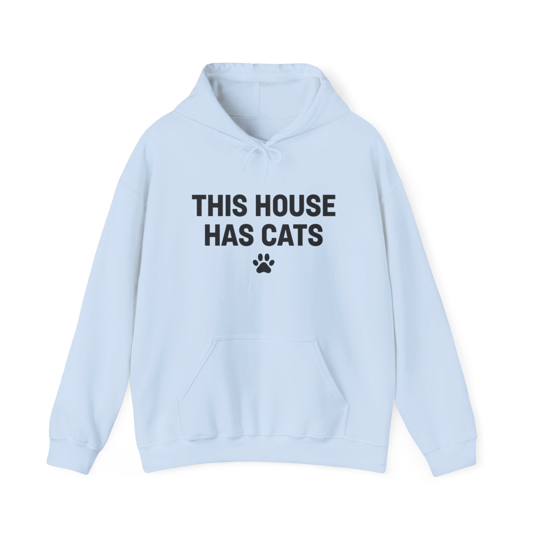 "This House Has Cats" Hoodie – Cat Lover Paw Print Sweatshirt
