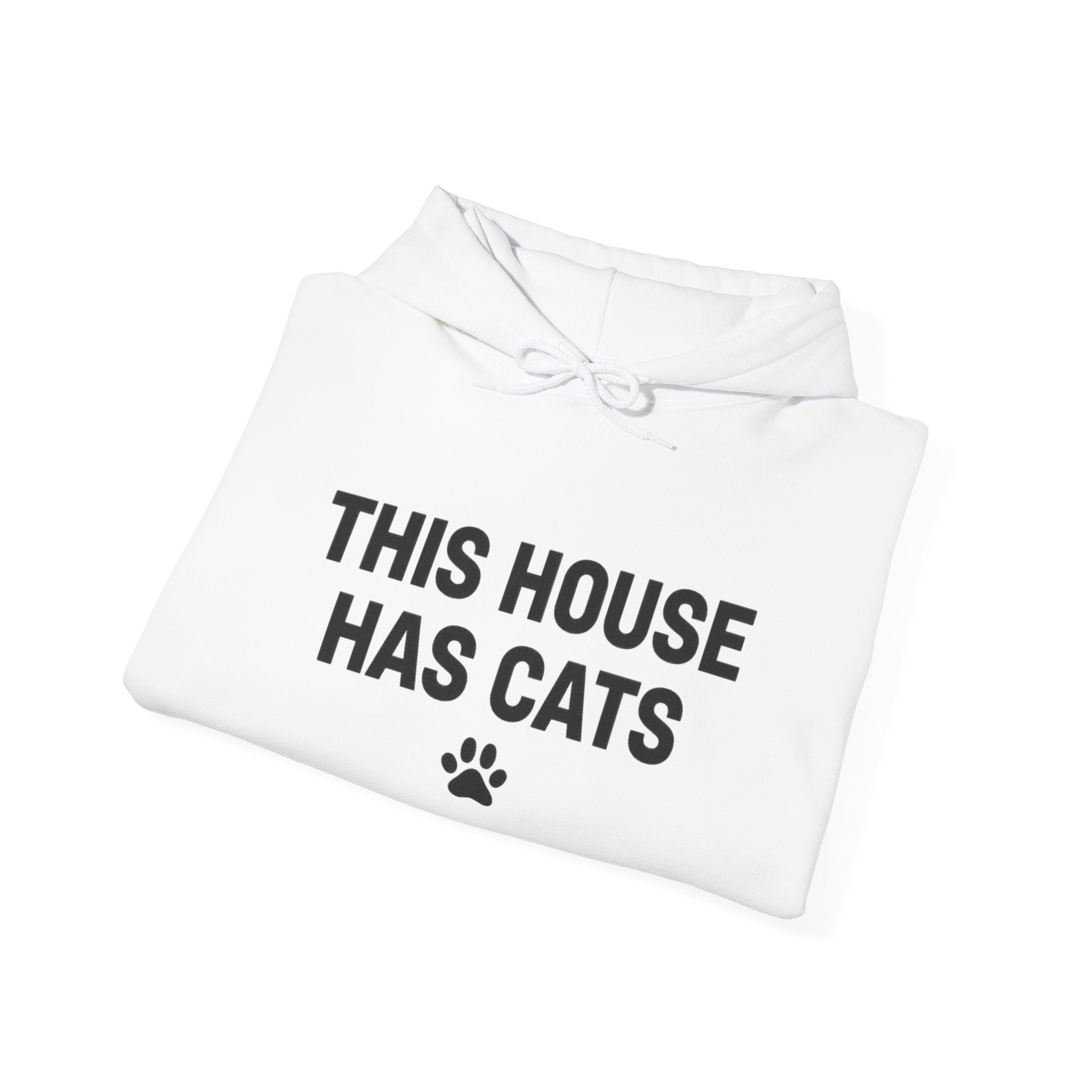 "This House Has Cats" Hoodie – Cat Lover Paw Print Sweatshirt